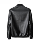 Winter Classic Black Pure Sheepskin Leather Bomber Jacket For Men