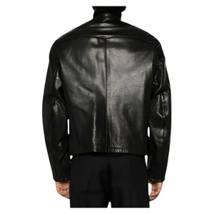 Winter Classy Black Cafe Racer Pure Sheepskin Leather Jacket For Men