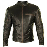 Vintage Rustic Brown Café Racer Pure Lambskin leather Jacket For Men