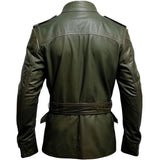 Rich Olive Green Genuine Sheepskin Bomber Biker Leather Jacket For Men