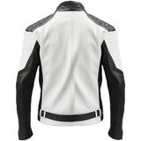 Striking Black White Genuine Sheepskin Biker Leather Jackets For Men