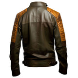 Classy Chocolate Brown Cafe Racer Pure Sheepskin Leather Jacket For Men