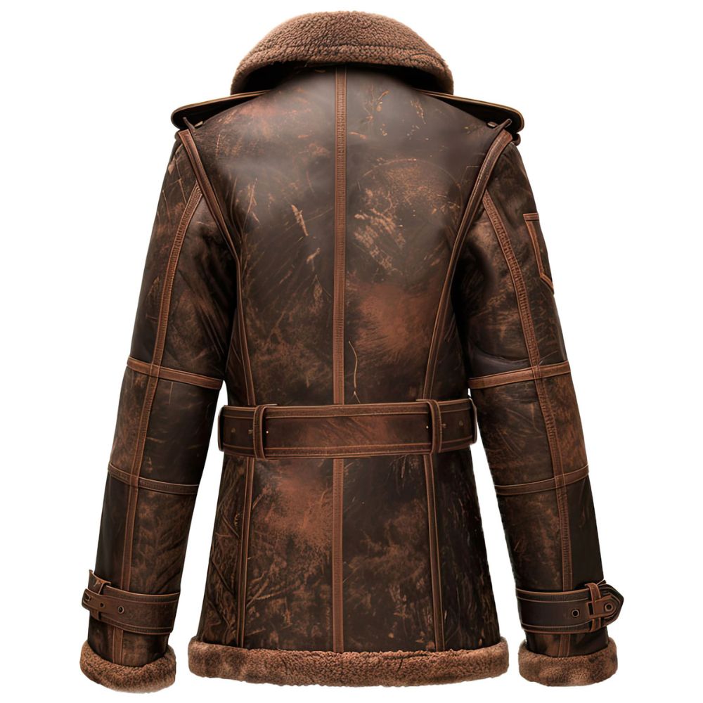 Genuine Studded Sheepskin Leather Dyed Sheep Fur Coat