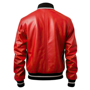 Vintage Racer Red Lyla Bomber Genuine Cowhide Leather Jacket For Women