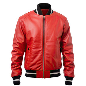 Vintage Racer Red Lyla Bomber Genuine Cowhide Leather Jacket For Women