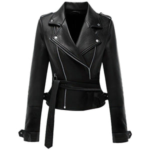 Black Asymmetrical Brando Premium Sheepskin Leather Jacket For Women