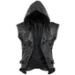 Classic Black Hooded Genuine Sheepskin Leather Vest Coat For Men