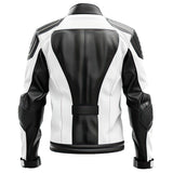 Winter White-Black Pure Quilted Sheepskin Moto Leather Jacket For Men