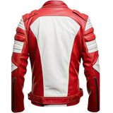 Winter Red Café Racer Pure Sheepskin Motorcycle Leather Jacket For Men