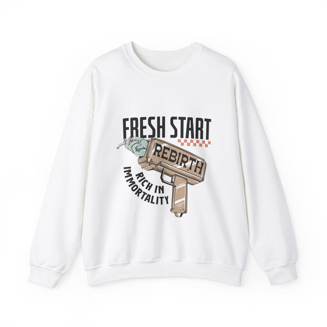 Fresh Start Rebirth, Rich In Immortality - Unisex Heavy Blend™ Crewneck Sweatshirt
