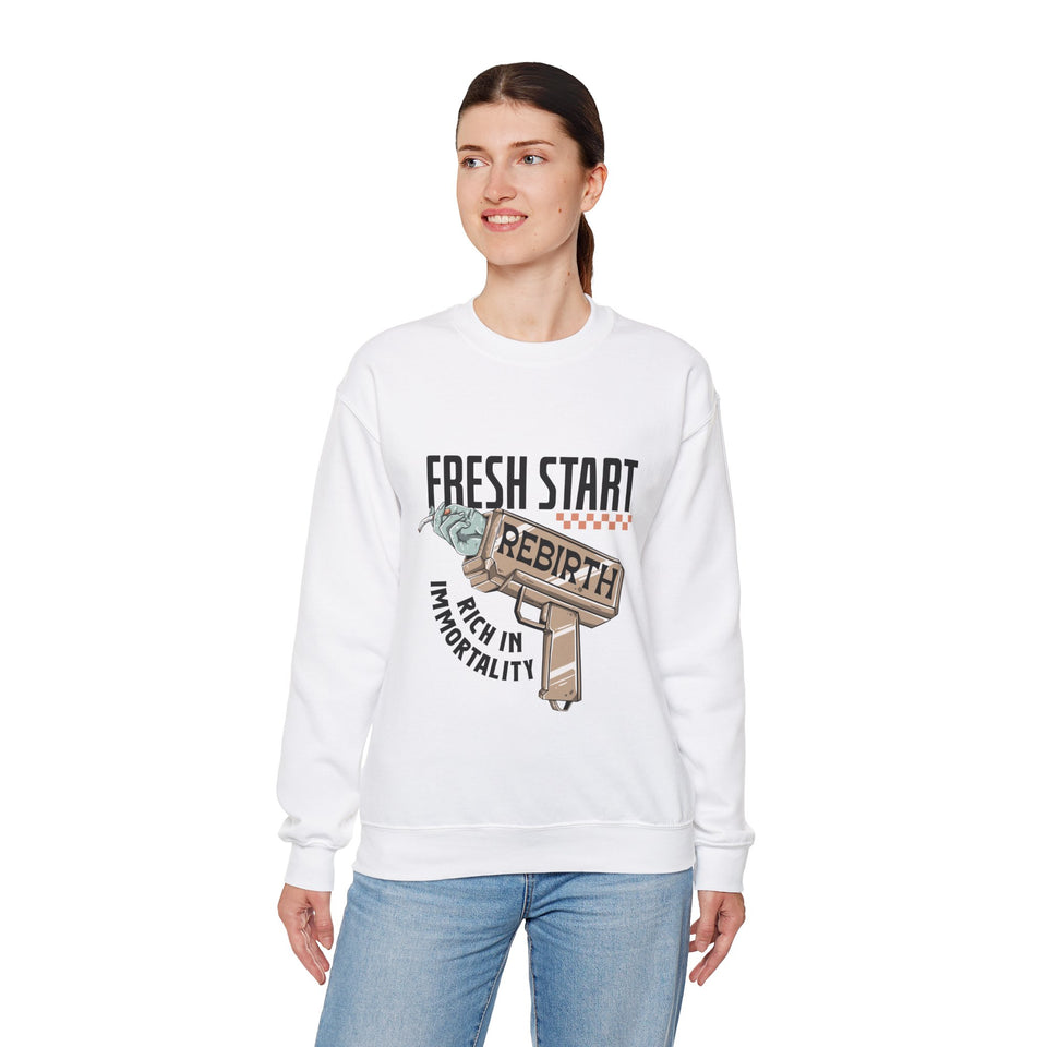 Fresh Start Rebirth, Rich In Immortality - Unisex Heavy Blend™ Crewneck Sweatshirt