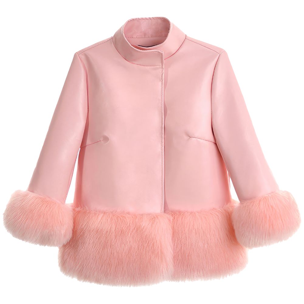 Pink Faux Shearling Fur Korean Pure Sheepskin Leather Jacket For Women