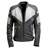 Charcoal Grey Pure Sheepskin Quilted Cafe Racer Leather Jacket For Men