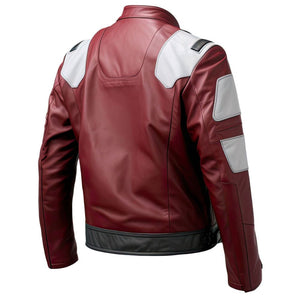 Maroon Genuine Sheepskin Café Racer Slim-Fit Leather Jacket For Men