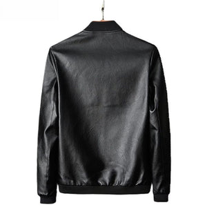 Winter Classic Black Pure Sheepskin Leather Bomber Jacket For Men