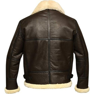 Brown Classic Aviator B3 Bomber Pure Sheepskin Leather Jacket For Men