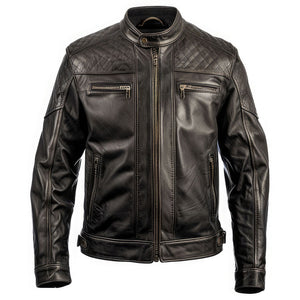 Winter Brown Premium Sheepskin Diamond Quilted Leather Jacket For Men