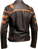 Winter Rust Brown Café Racer Genuine Sheepskin Leather Jacket For Men