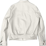 Winter Chic White Bomber Premium Sheepskin Leather Jacket For Women