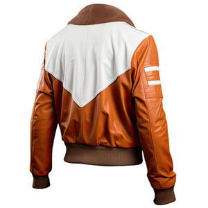 Winter Brown Moto-Retro Pure Sheepskin Leather Bomber Jacket For Men