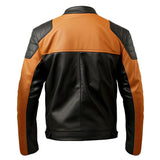 Winter Racer Peanut-Brown Black Pure Sheepskin Leather Jacket For Men