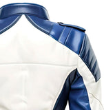 Classic Blue White Motorcycle Pure Sheepskin leather jacket For Women