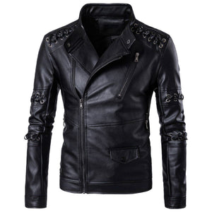 Black Café Racer Asymmetric Premium Sheepskin Leather Jacket For Men