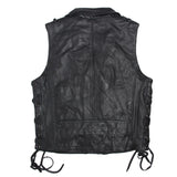 Vintage Retro Black Motorcycle Genuine Cowhide Leather Vest For Men