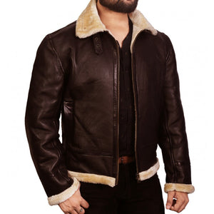 Winter Brown Aviator B3 Bomber Genuine Cowhide Leather Jacket For Men