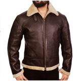 Winter Brown Aviator B3 Bomber Genuine Cowhide Leather Jacket For Men