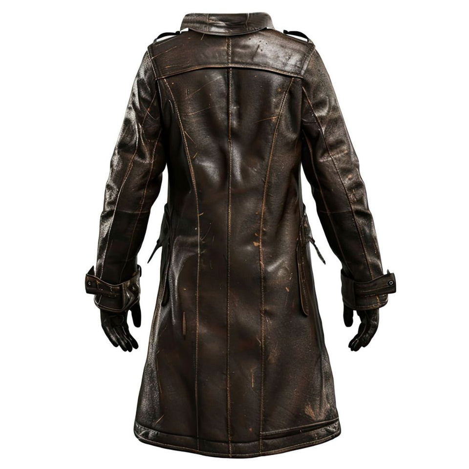 Winter Distressed Brown Genuine Sheepskin Vintage Leather Coat For Men