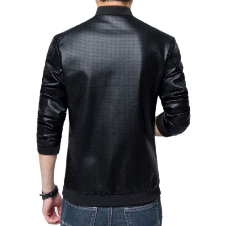 Classic Black Rider slim-fit Genuine lambskin Leather Jacket For Men