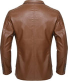 Classic Brown Buttoned Premium Sheepskin Leather Blazer Coat For Men