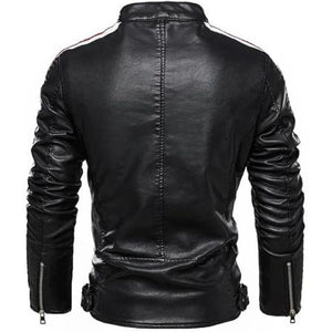 Red Black Varsity Premium Sheepskin Cafe Racer Leather Jacket For Men