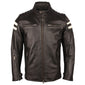 Black Cafe Racer White Stripped Pure Sheepskin Leather Jacket For Men