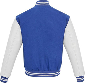 Black Genuine Lambskin Varsity Rib-Knitted Leather Jacket For Men