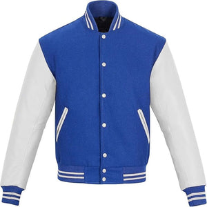 Black Genuine Lambskin Varsity Rib-Knitted Leather Jacket For Men