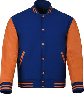 Black Genuine Lambskin Varsity Rib-Knitted Leather Jacket For Men