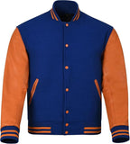 Black Genuine Lambskin Varsity Rib-Knitted Leather Jacket For Men