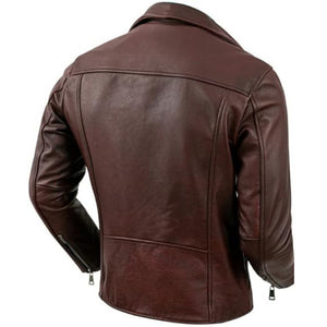 Winter Vintage Brown Brando Pure Cowhide biker Leather Jacket For Men