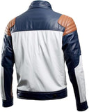 Winter White-Brown Bomber Sleek Pure Sheepskin Leather Jacket For Men