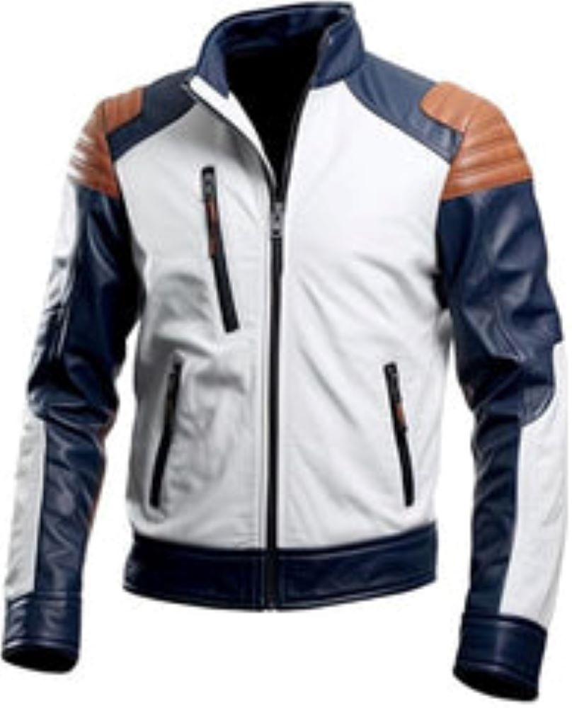 Winter White-Brown Bomber Sleek Pure Sheepskin Leather Jacket For Men