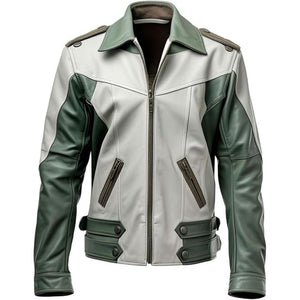 Winter Green Grey Premium Sheepskin Military Leather Jacket For Men