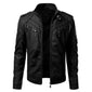 Black Multi-Pocket Motorcycle Premium Sheepskin Leather Jacket For Men