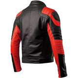 Bold Black Orange Contrasted Pure Sheepskin Motorcycle Jacket For Men