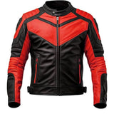 Bold Black Orange Contrasted Pure Sheepskin Motorcycle Jacket For Men