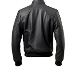 Bomber Black Pure Sheepskin Windbreaker Biker Leather Jacket For Men