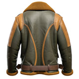 Winter Brown Faux Fur B3 Aviator Pure Sheepskin Leather Jacket For Men