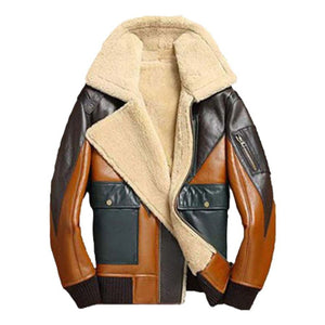 Winter Brown Suede Shearling Aviator Premium Leather Jacket For Men