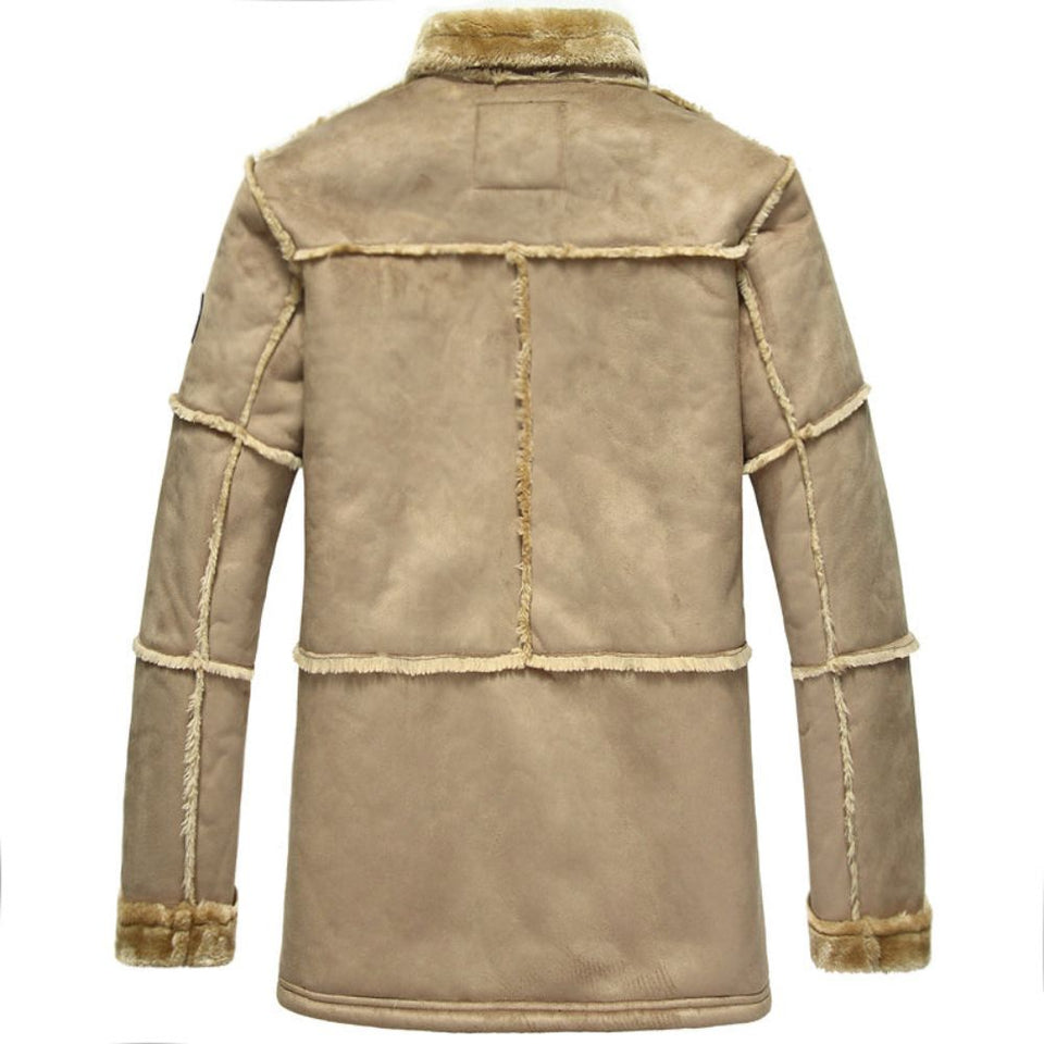 Winter Brown Faux Shearling Fur Pure Sheepskin Leather Jacket For Men